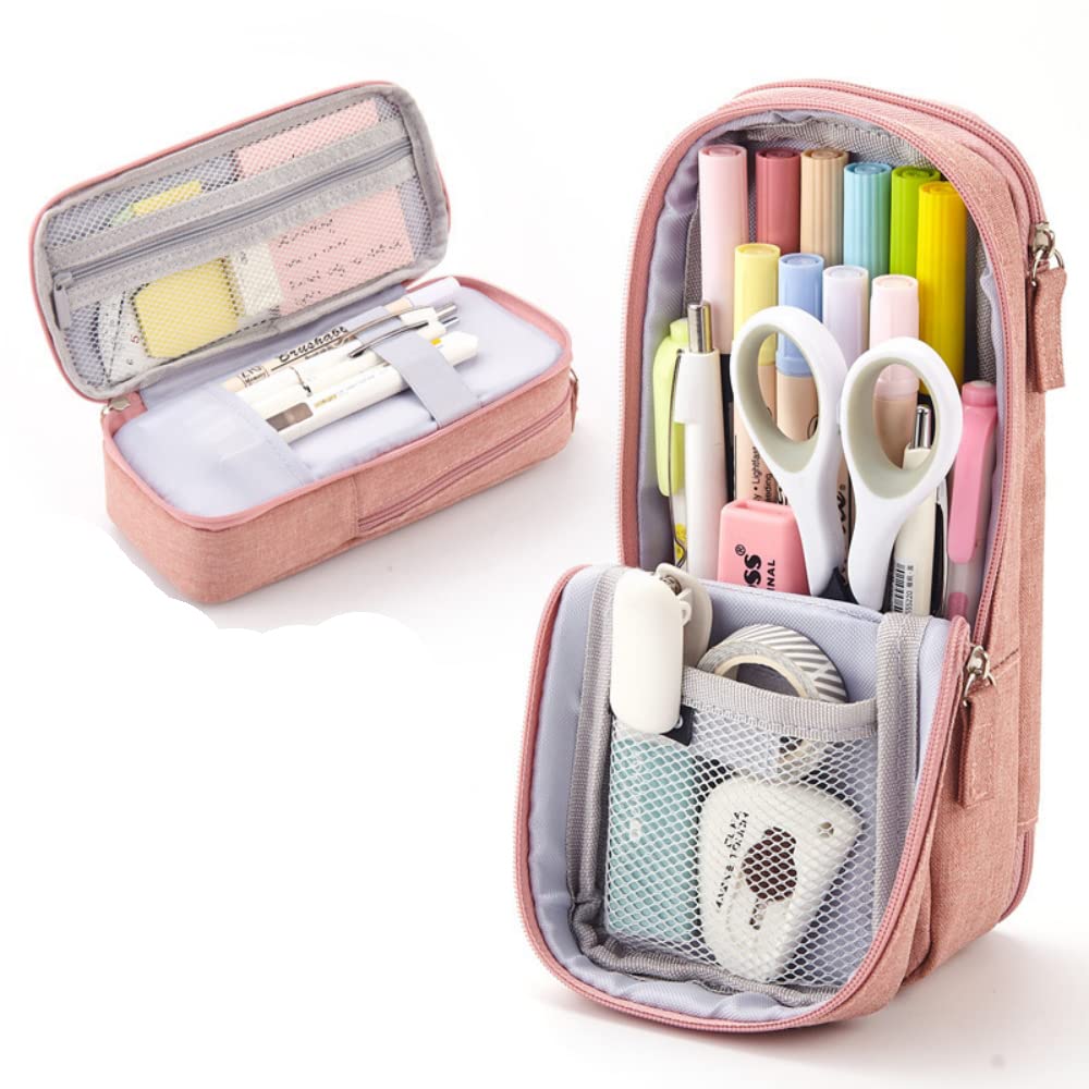 HASTHIP Large Capacity Pencil Case, Pencil Pouch for Girls, Aesthetic Pencil Case, Foldable Pencil Case, Multiple Use Pencil Bag for School Office Girls Boys (Pink) HASTHIP Large Capacity Pencil Case, Pencil Pouch for Girls, Aesthetic Pencil Case, Foldable Pencil Case, Multiple Use Pencil Bag for School Office Girls Boys (Pink)